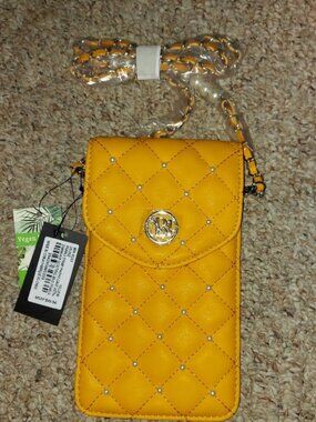 Badgley Mischka Yellow Pearls Strap Phone Case